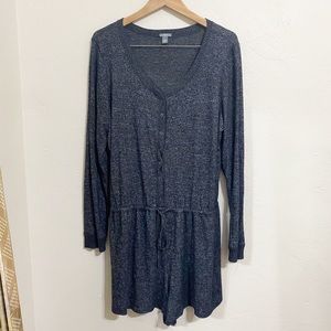 Aerie Gray Long Sleeve Pajama Button Down Romper